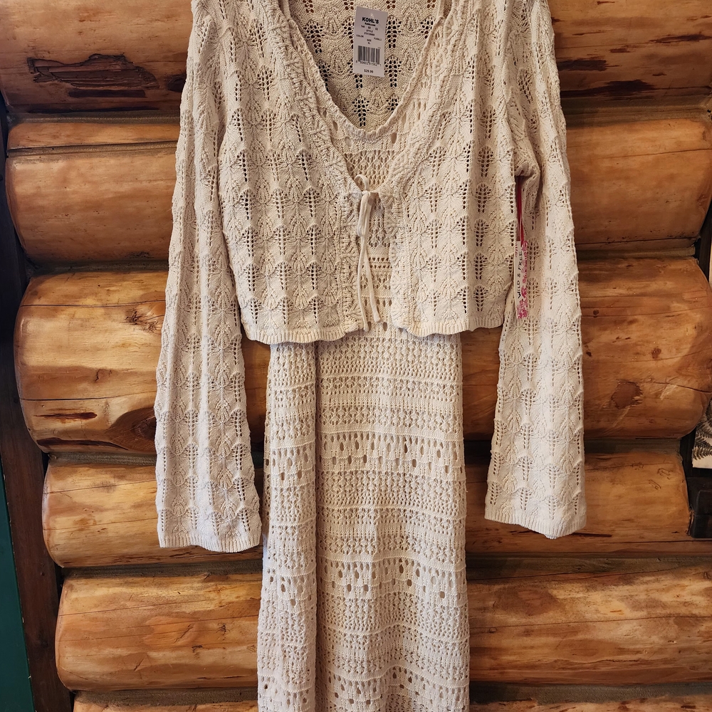 Freshman Cream Maxi Dress with Crochet Detail